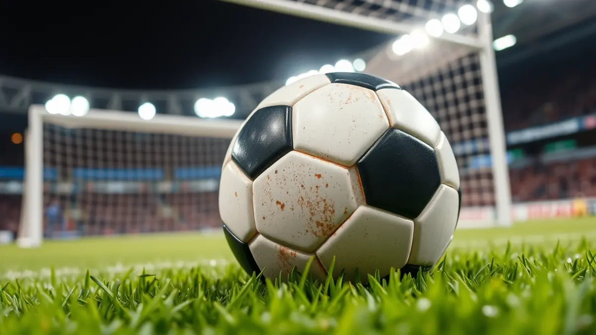 Generic image of a soccer ball on a stadium pitch.