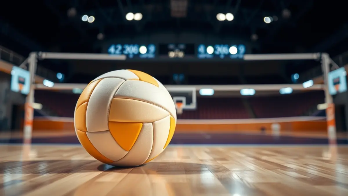 Imagen genérica de un balón de voleibol en una cancha.