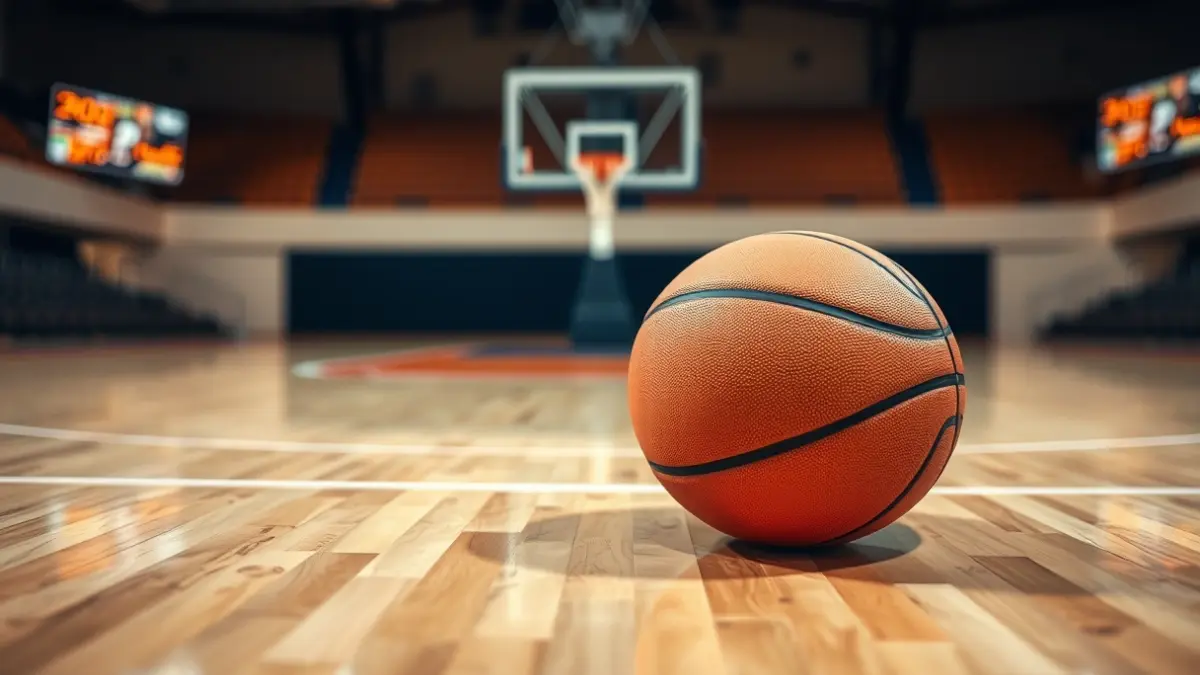 Imagen genérica de un balón de baloncesto en una cancha.