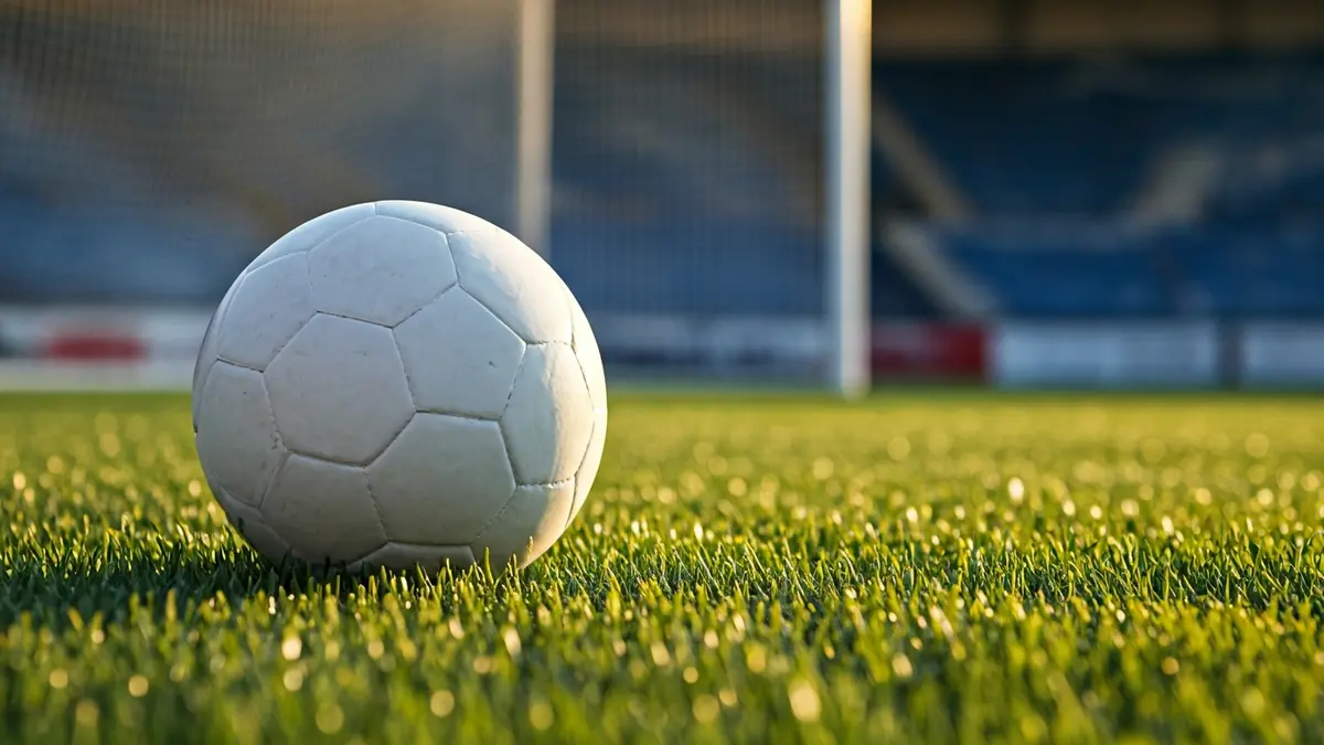 Generic image of a soccer ball on a stadium pitch.
