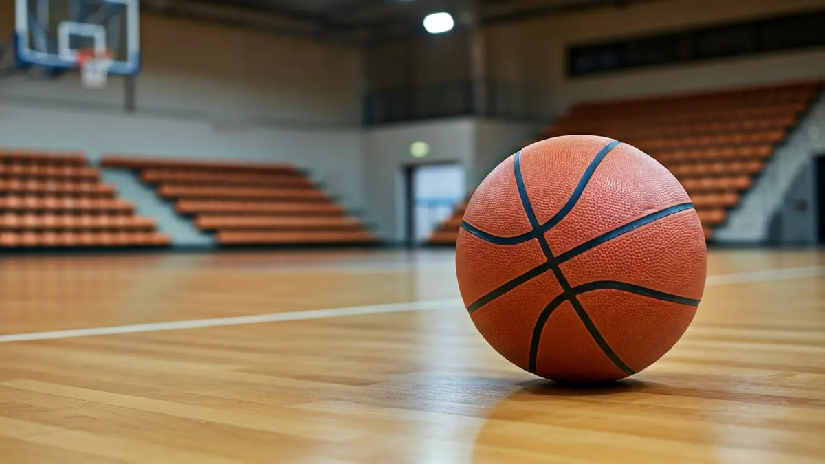 Generic image of a basketball on a court.