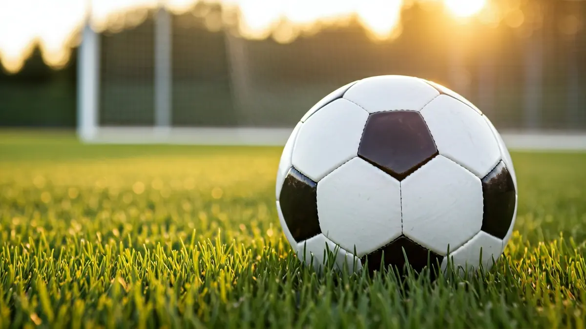 Imagen genérica de un balón de fútbol en el césped con una portería al fondo.