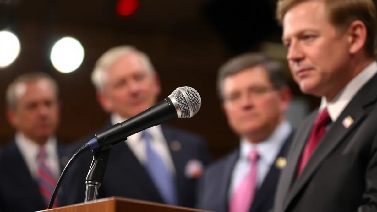 Imagen genérica de un micrófono en un atril, simbolizando un acto político o una declaración pública.