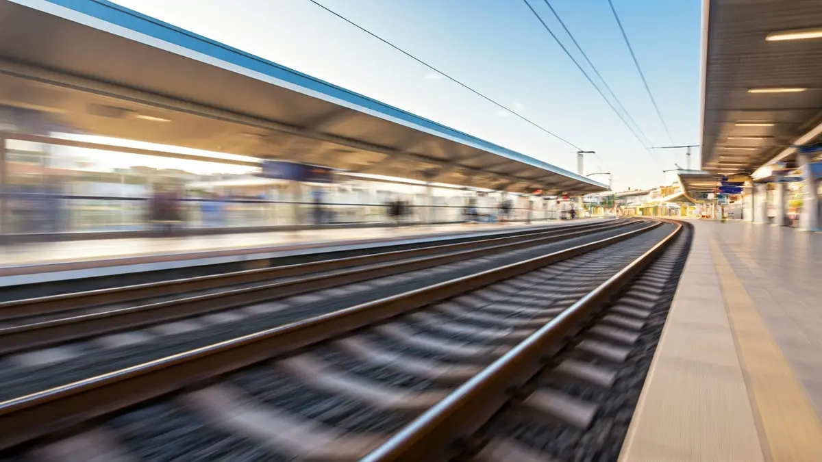 Imagen genérica de vías de tren y una estación, simbolizando obras y transporte.