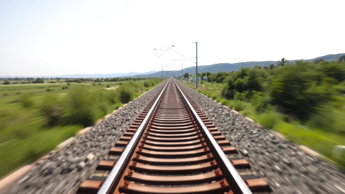 Generic image of a high-speed train (AVE) track in an Andalusian landscape.