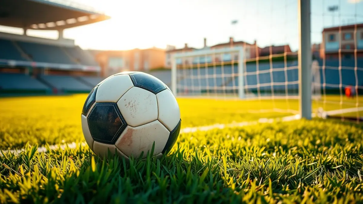 Generic image of a soccer ball on a stadium pitch.