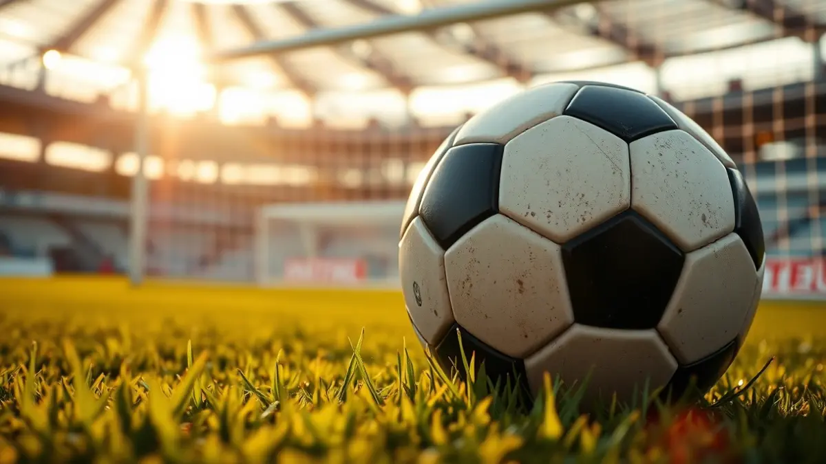 Generic image of a soccer ball on a stadium pitch.