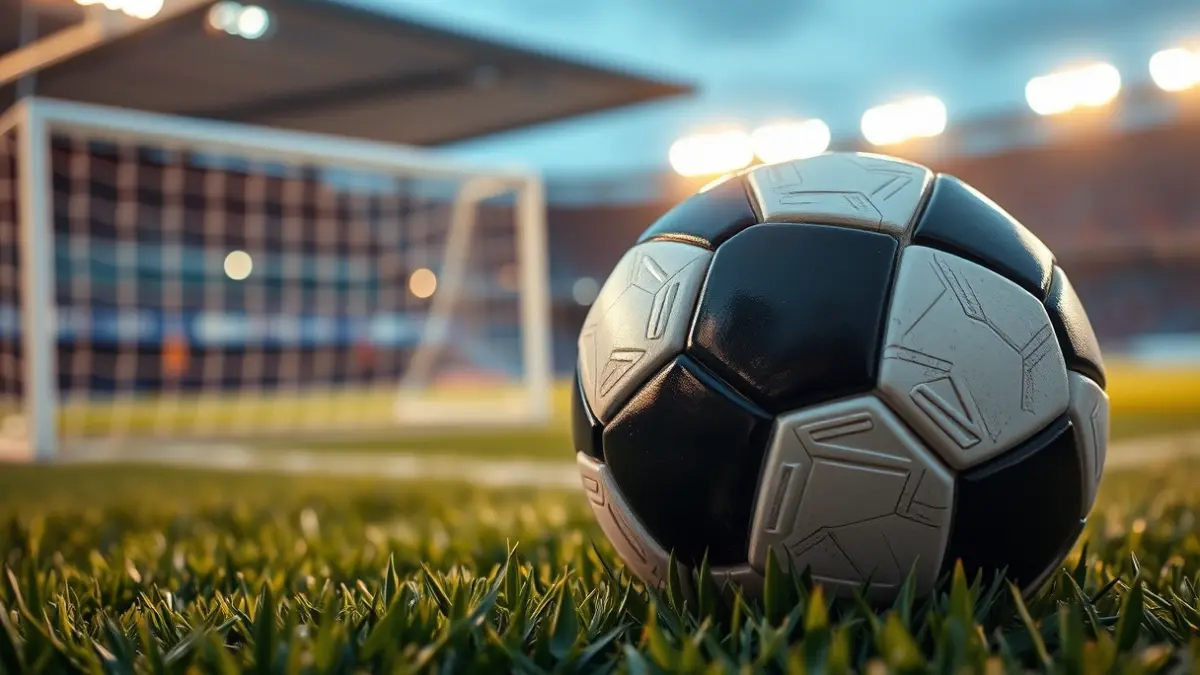 Generic image of a soccer ball on a field.
