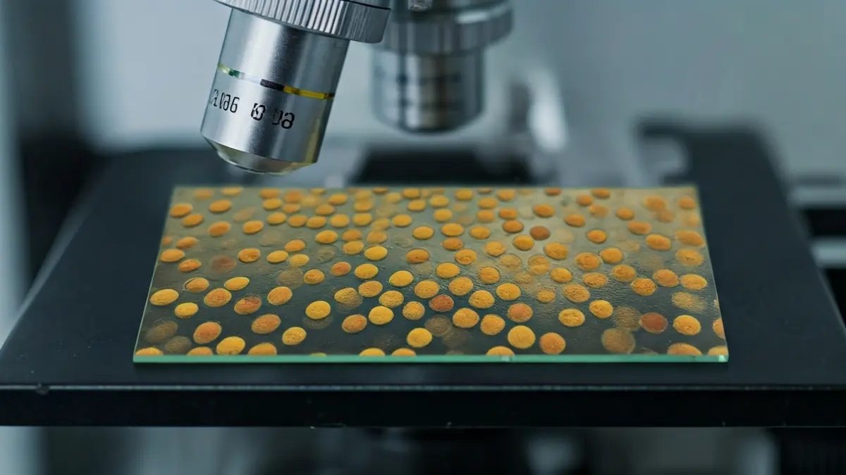 Imagen genérica de una muestra de polen bajo un microscopio en un laboratorio.