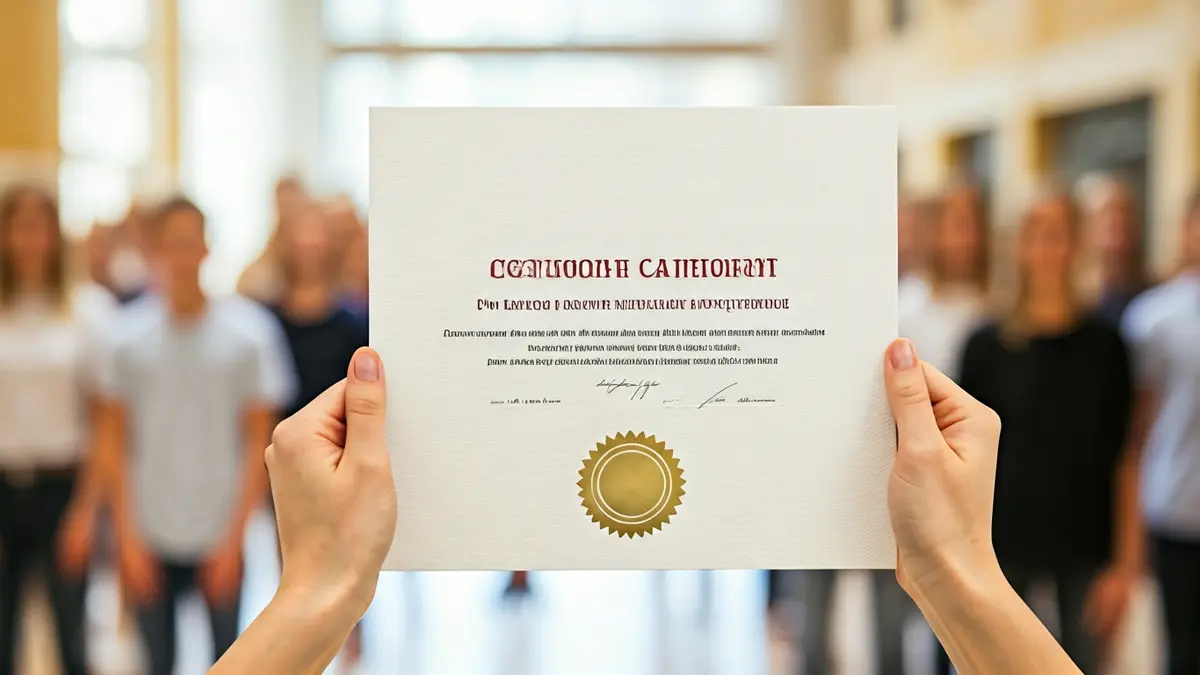 Imagen genérica de un certificado o diploma con un sello, simbolizando un reconocimiento educativo.