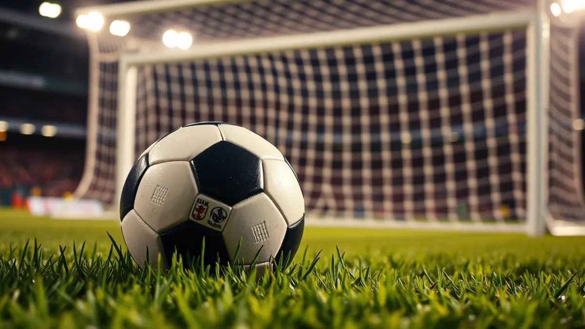 Generic image of a soccer ball on a stadium pitch.