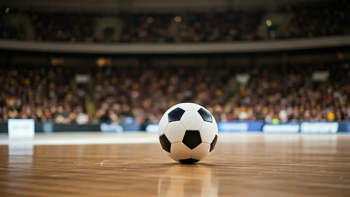 Imagen genérica de un balón de fútbol sala en una cancha.