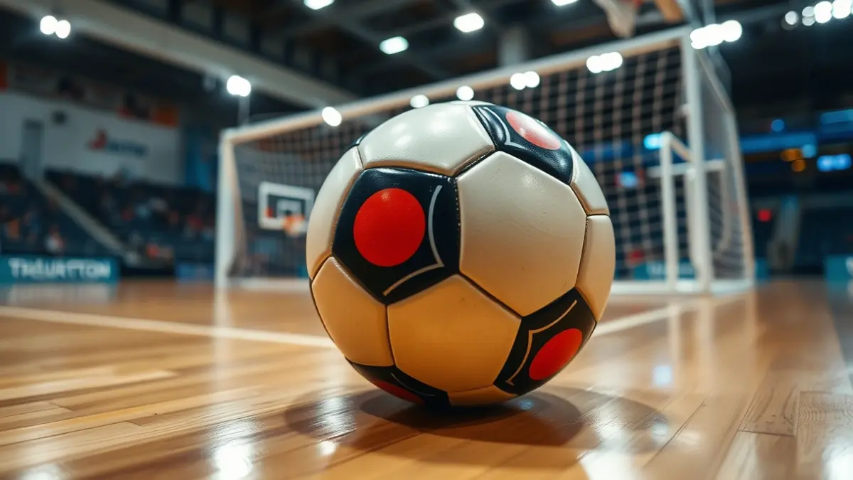 Imagen genérica de un balón de fútbol sala en una cancha.