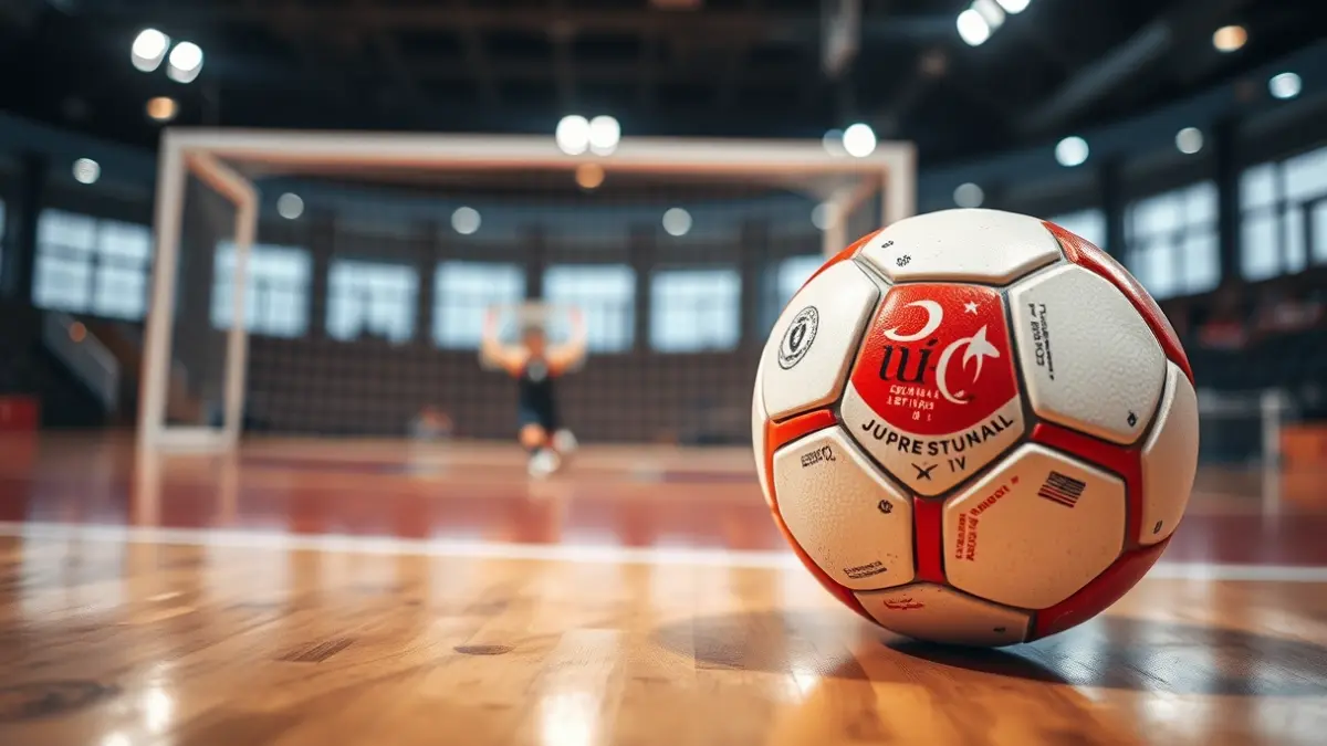 Imagen genérica de un balón de fútbol sala en una cancha.