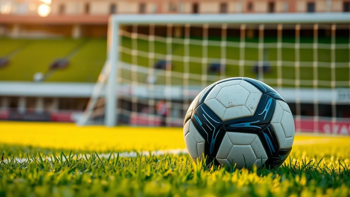 Generic image of a soccer ball on a stadium pitch.