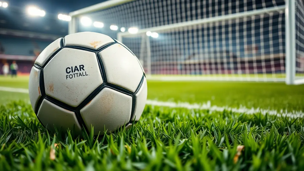 Generic image of a soccer ball on a stadium pitch.