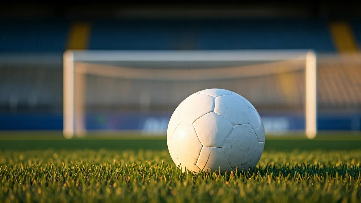 Generic image of a soccer ball on a stadium pitch.