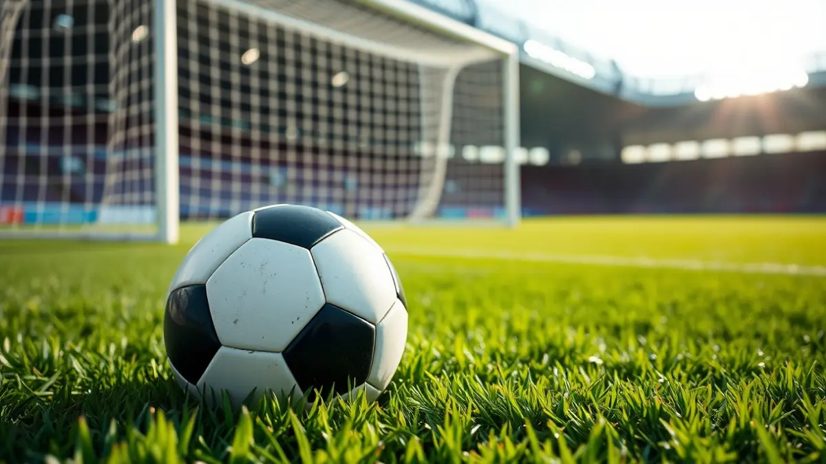 Imagen genérica de un balón de fútbol en el césped de un estadio.