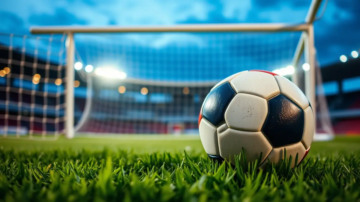Generic image of a soccer ball on a field.