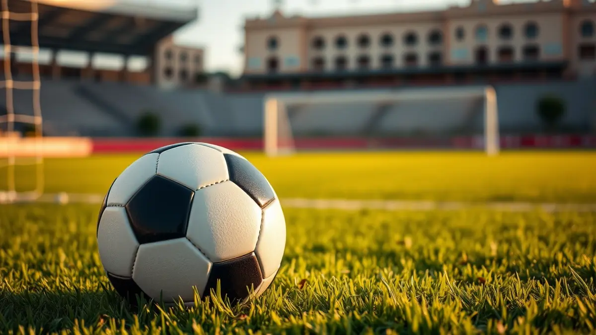 Generic image of a soccer ball on a stadium pitch.