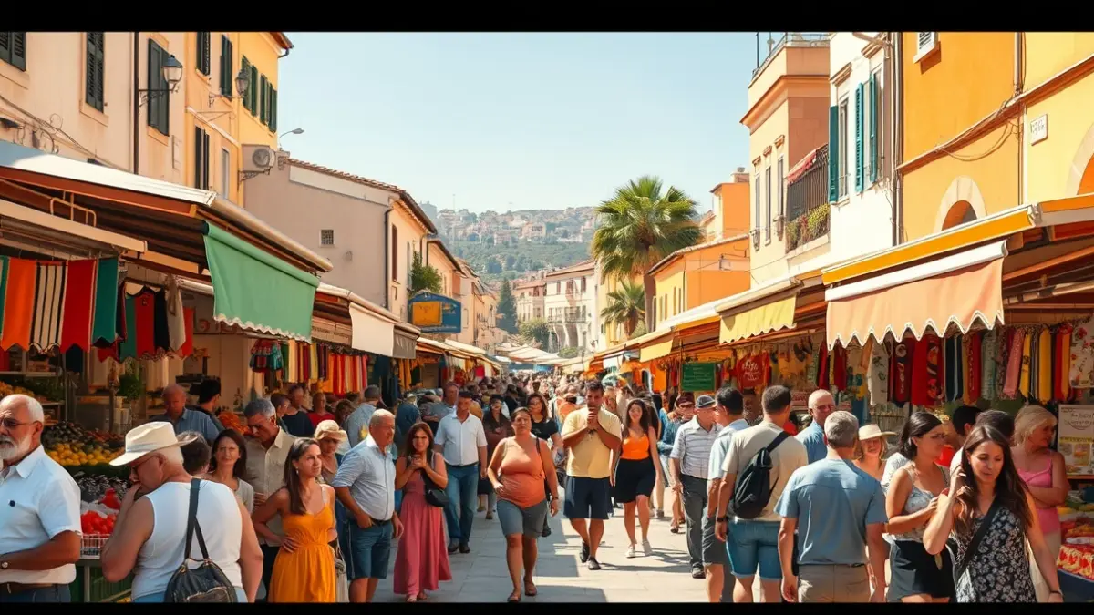 Imagen genérica de un mercadillo al aire libre en una ciudad mediterránea.