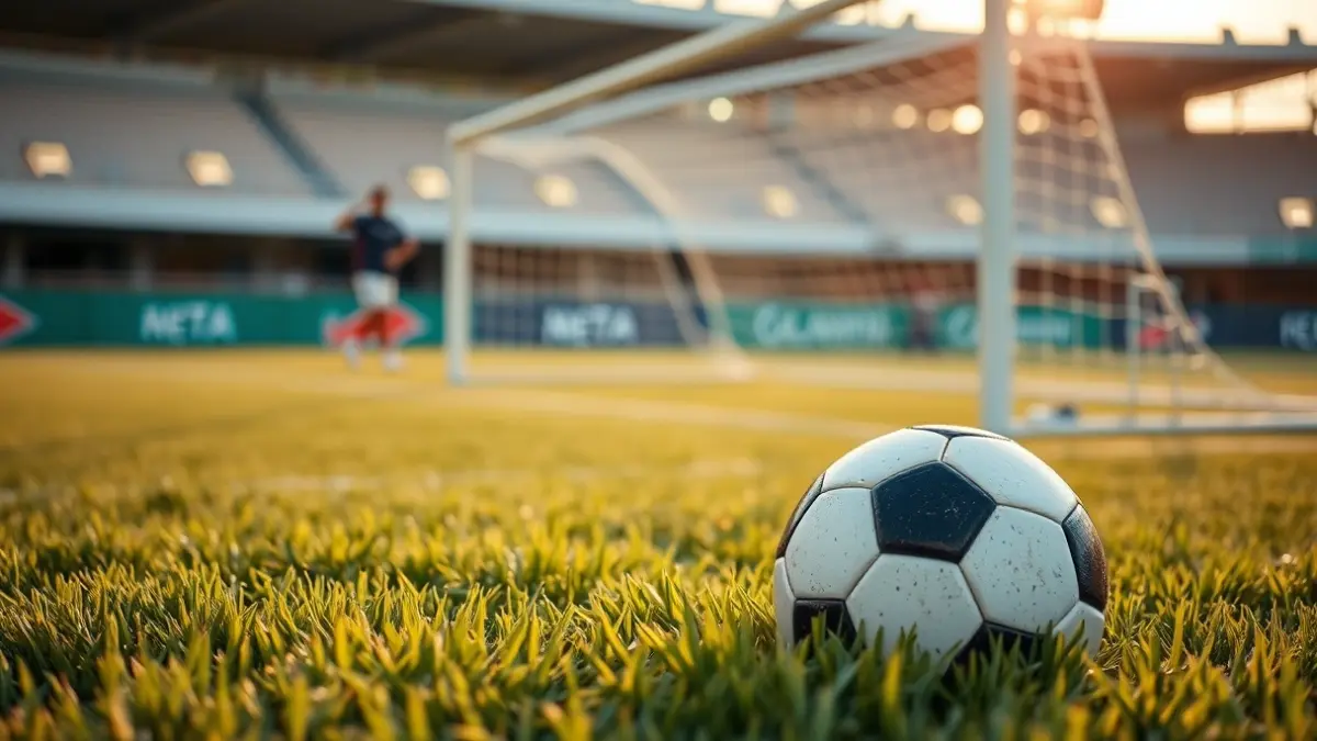 Imagen genérica de un balón de fútbol en el césped de un estadio.