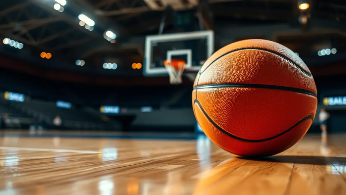 Imagen genérica de un balón de baloncesto en una cancha