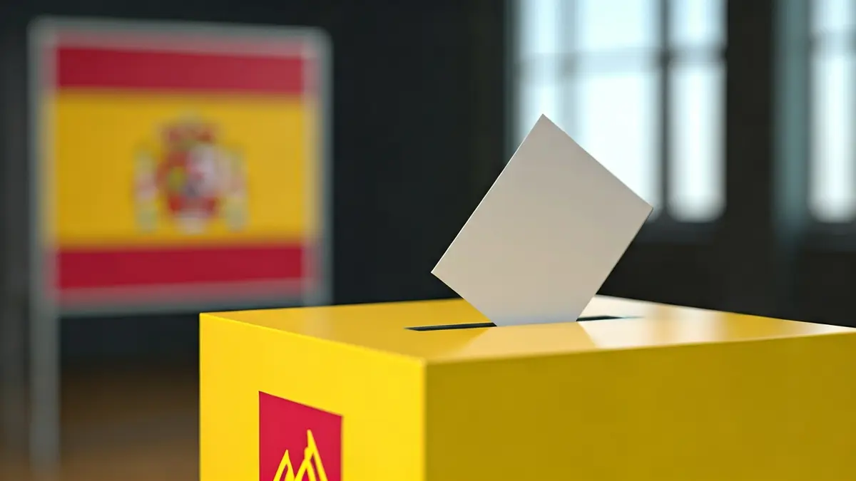 Imagen genérica de una urna electoral con la bandera andaluza de fondo.