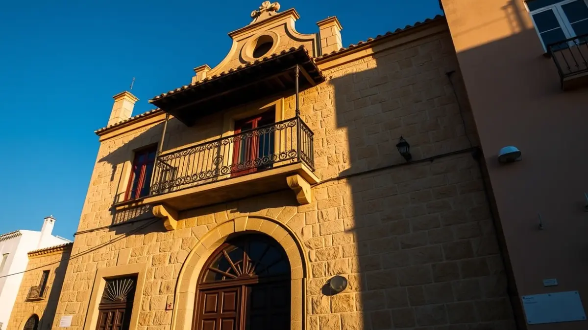 Fachada de un ayuntamiento andaluz bajo el sol de la tarde.