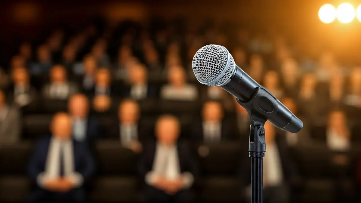 Generic image of a microphone on a podium, symbolizing a political announcement.