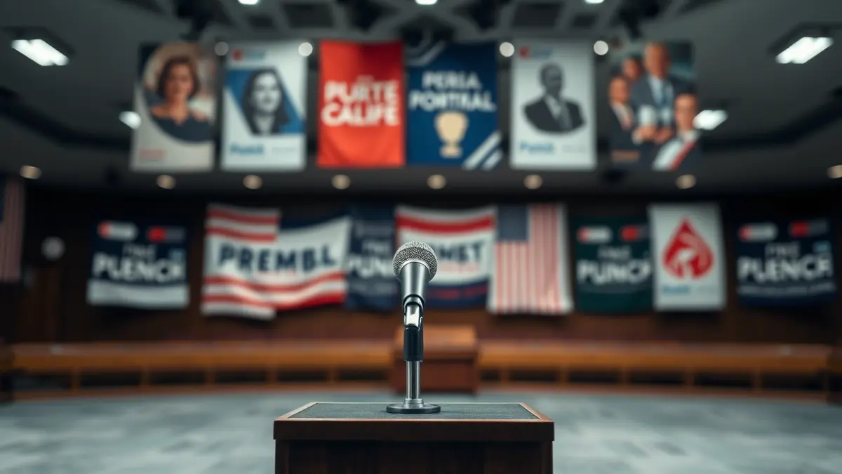 Generic image of a microphone on a podium, symbolizing a political event or statement.