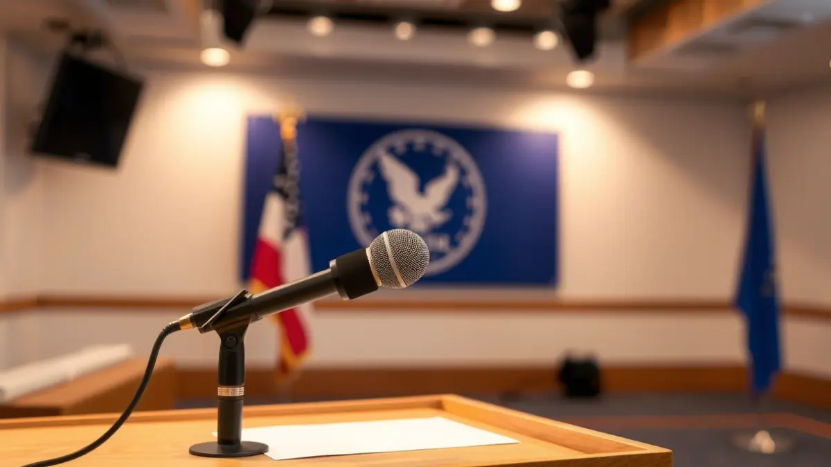 Imagen genérica de un micrófono en un atril, simbolizando declaraciones políticas.