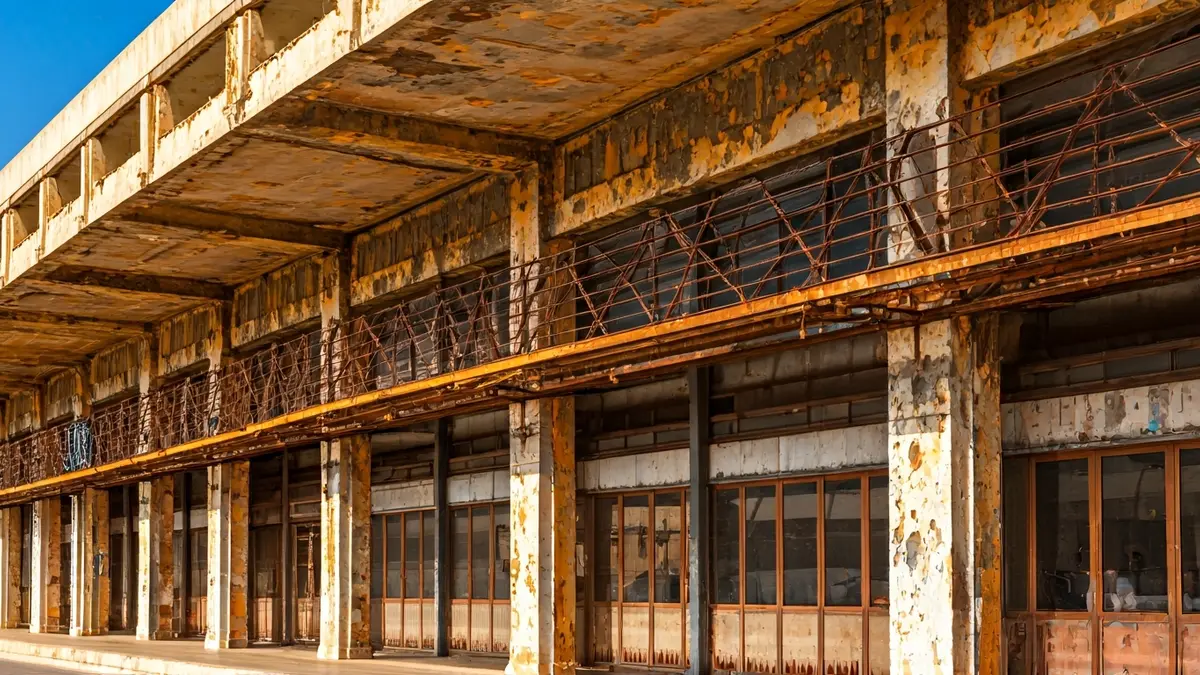 Fachada deteriorada de una estación de autobuses en Jaén
