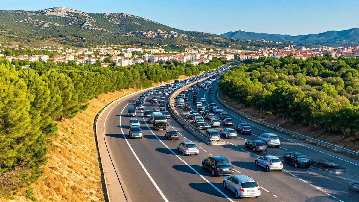 Imagen genérica de una autopista congestionada en una zona residencial de Málaga.