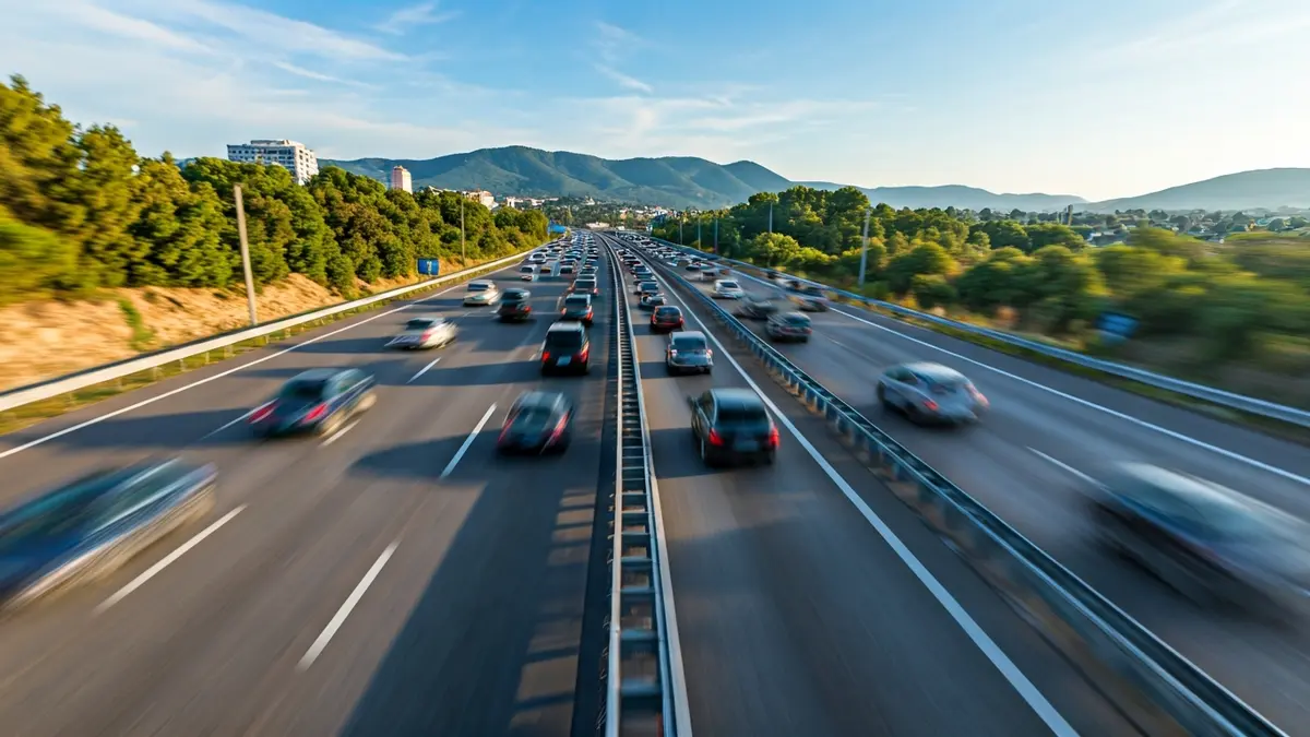 Imagen genérica de una autopista con tráfico denso en hora punta.