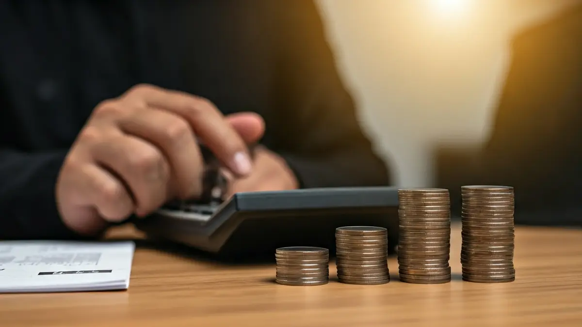 Imagen genérica de una mano con una calculadora y monedas, simbolizando decisiones fiscales.