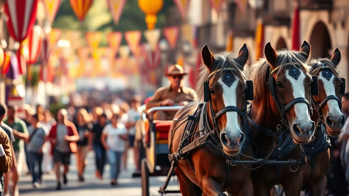 Horse-drawn carriage ride during the April Fair in Seville.