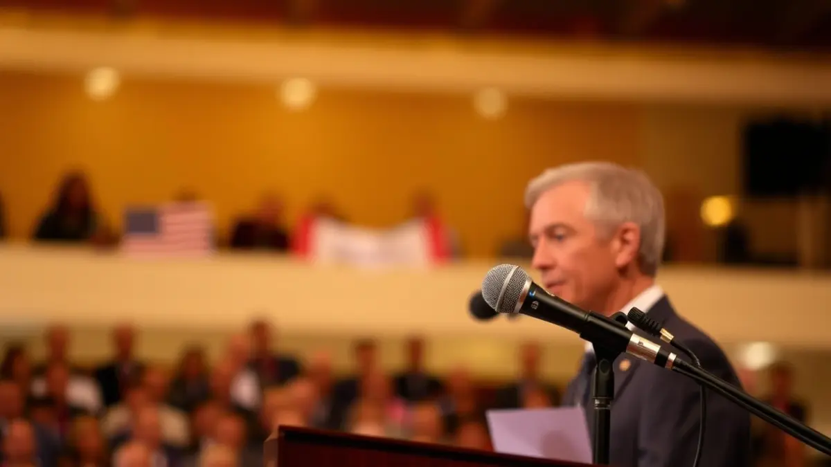 Imagen genérica de un micrófono en un podio, simbolizando un acto político o una declaración.