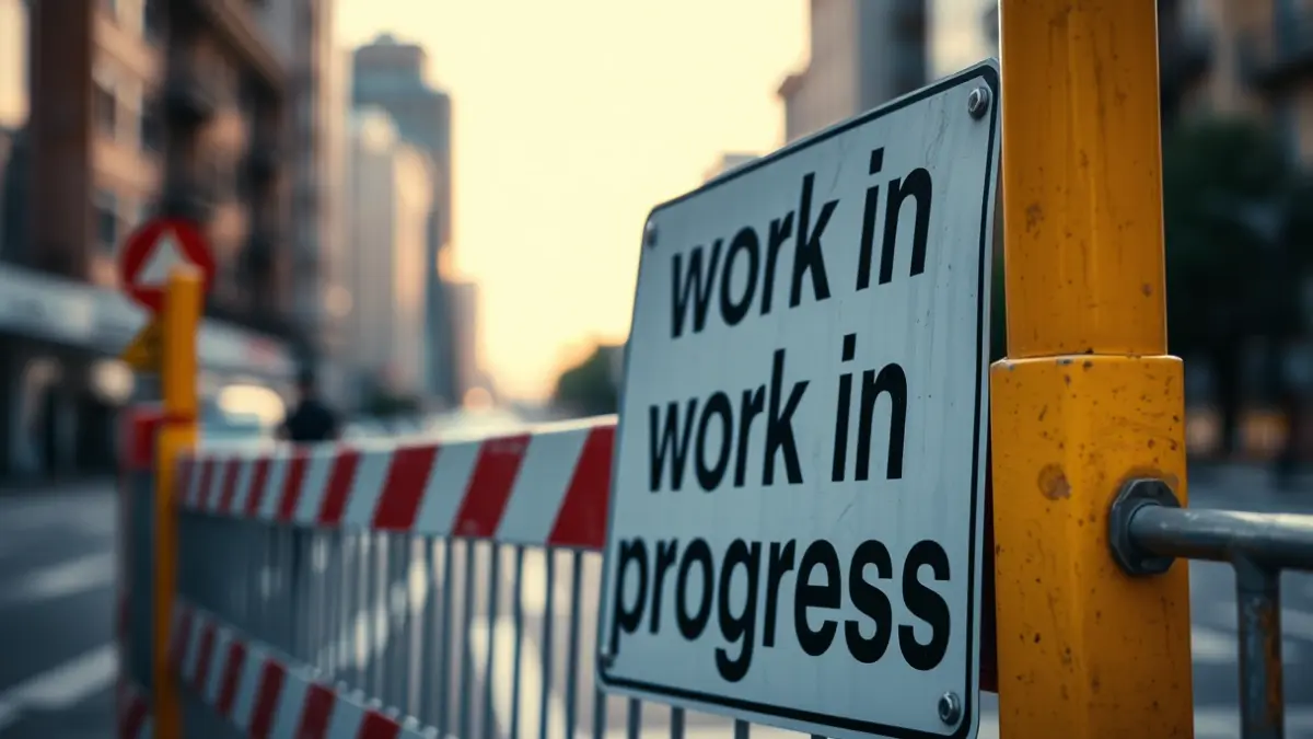 Generic image of a construction barrier with a 'work in progress' sign.