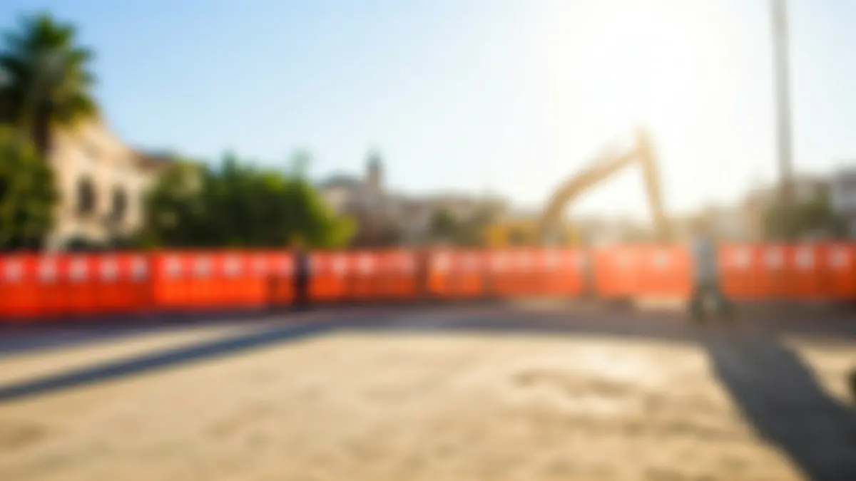 Imagen genérica de un solar en obras con barreras de seguridad.