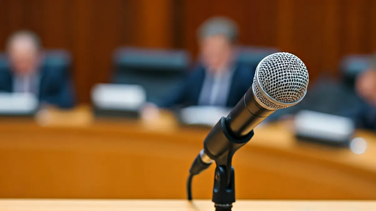 Imagen genérica de un micrófono en un podio durante una sesión política.