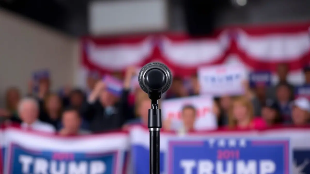 Imagen genérica de un micrófono en un podio durante un acto político.