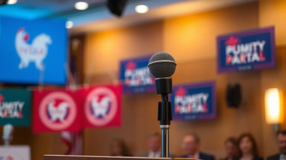 Imagen genérica de un micrófono en un atril, simbolizando una declaración política.