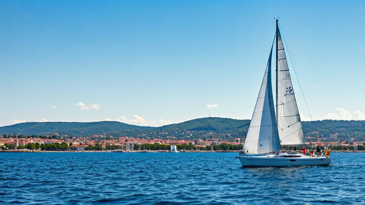 Imagen de una vela de barco hinchada por el viento en una regata.