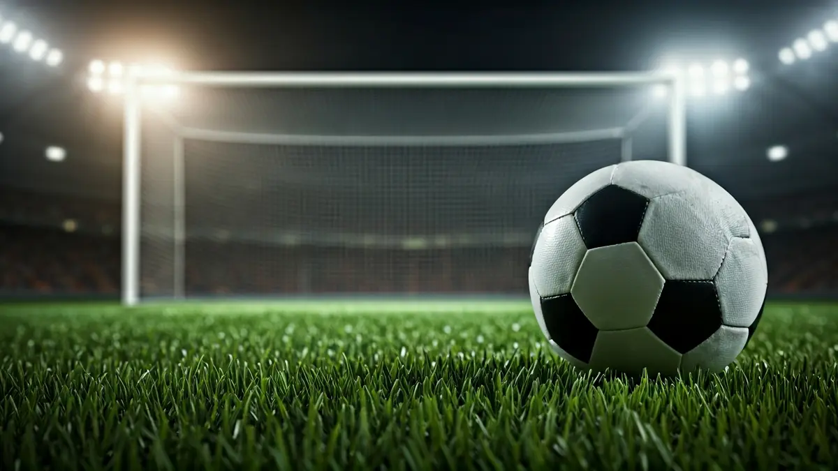 Generic image of a soccer ball on a stadium pitch.