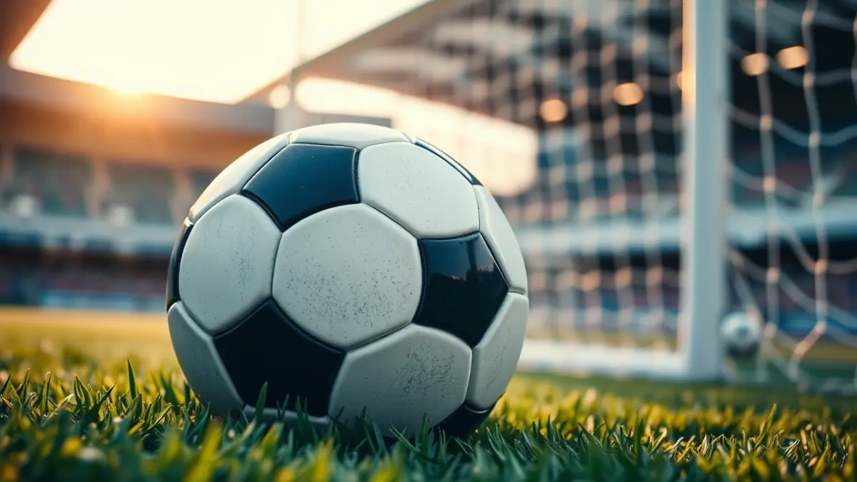 Generic image of a soccer ball on a stadium pitch.