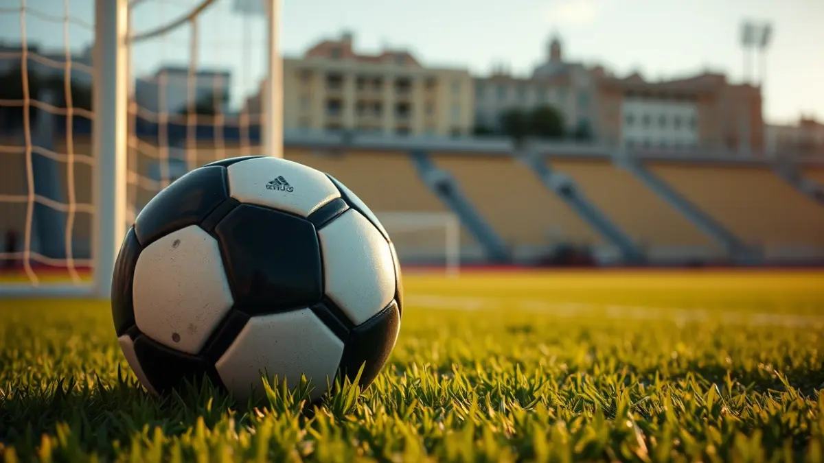 Imagen genérica de un balón de fútbol en el césped de un estadio.
