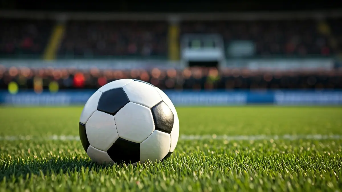 Imagen genérica de un balón de fútbol sobre el césped de un estadio, en un ambiente de respeto.