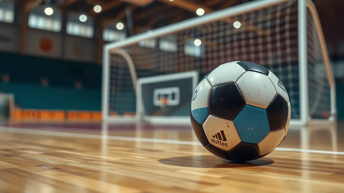 Generic image of a futsal ball on a court.