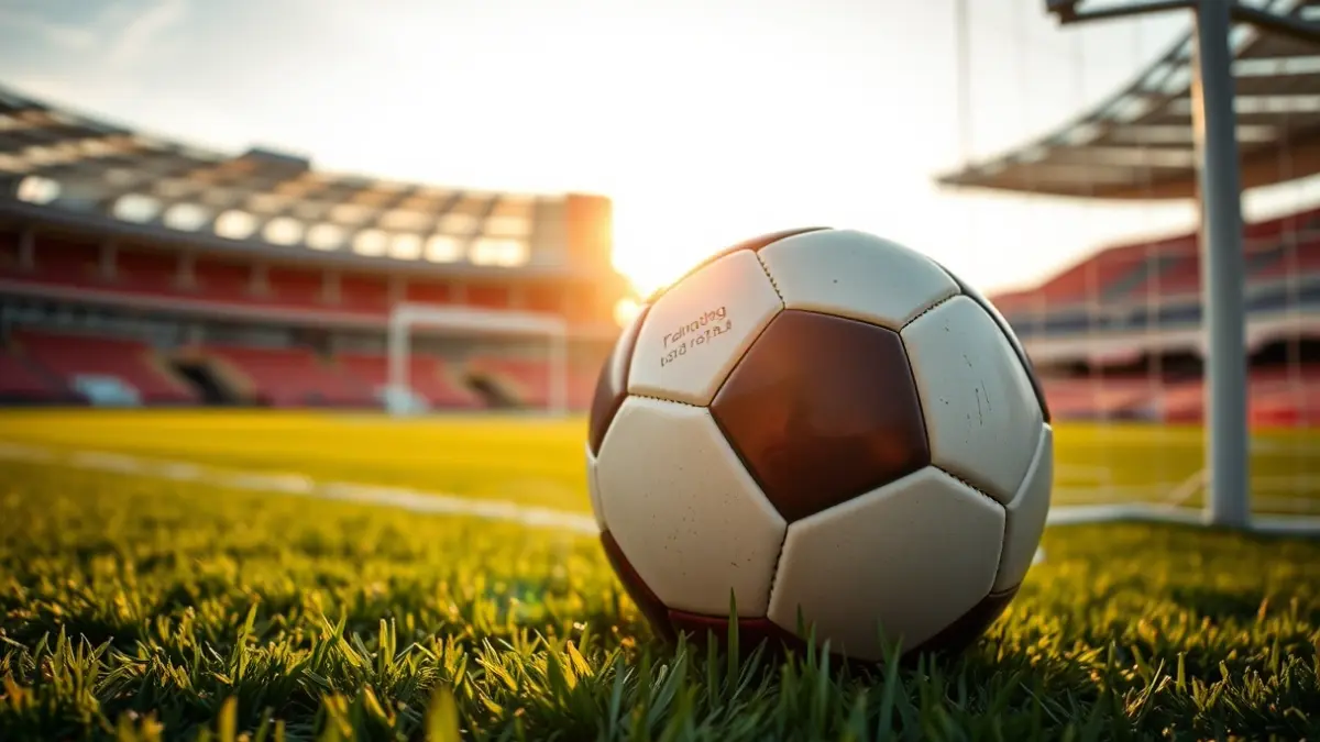 Generic image of a soccer ball on a stadium pitch.